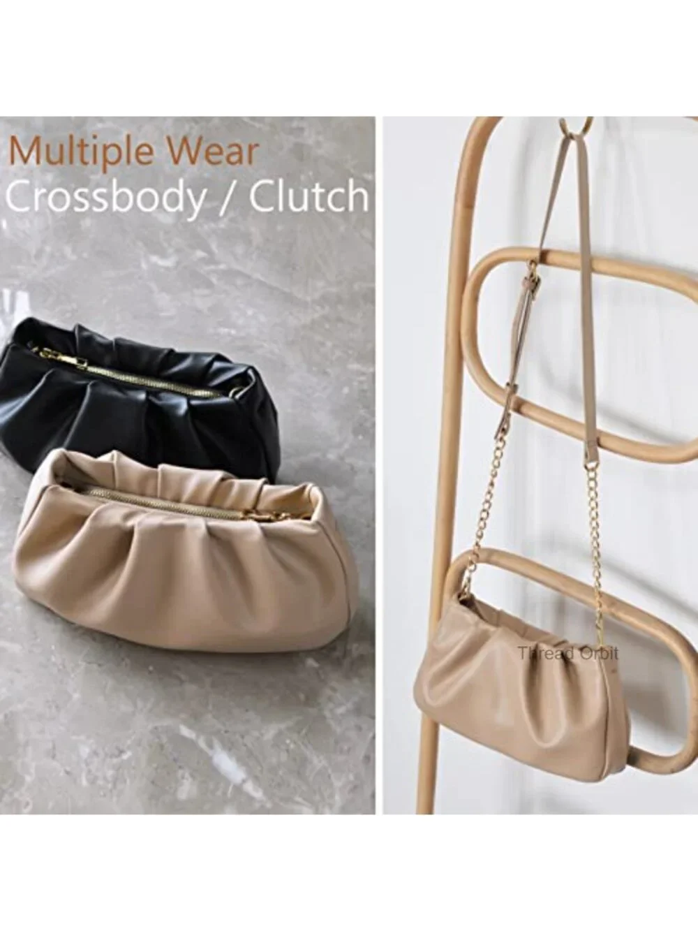 Vegan Leather Cloud Pouch Hobo Bag Crossbody Clutch Handbag